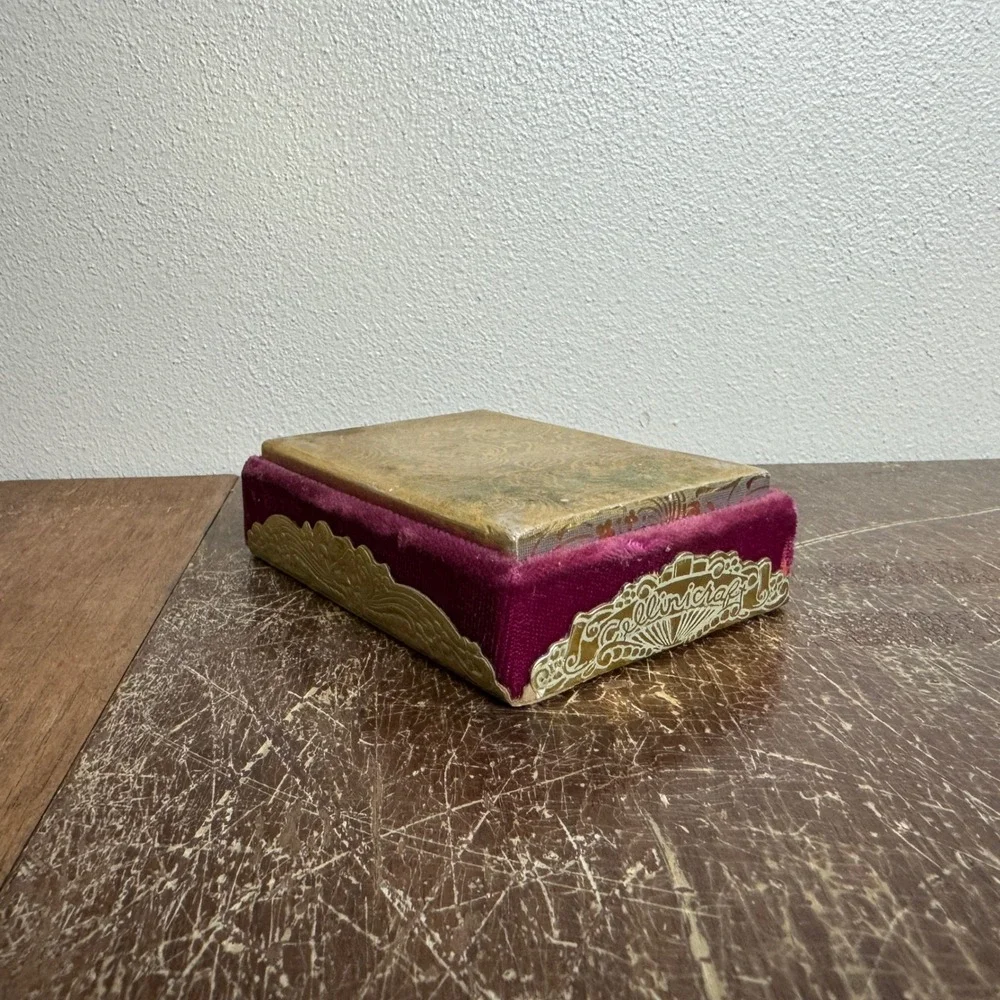 Vintage‎ Cellinicraft gold burgundy velvet jewelry gift box